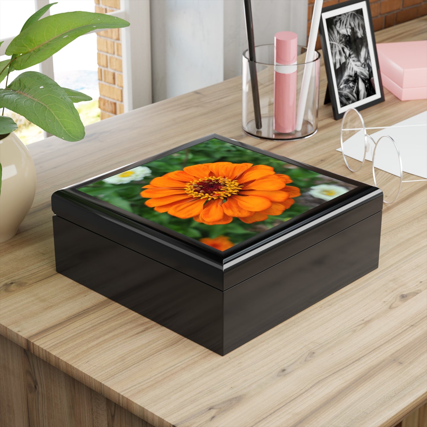 Orange Zinnia Gift Jewelry Box