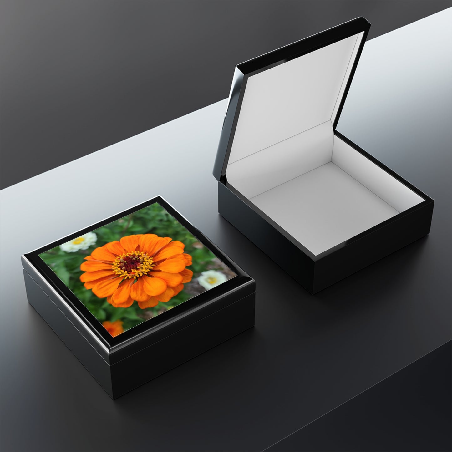 Orange Zinnia Gift Jewelry Box