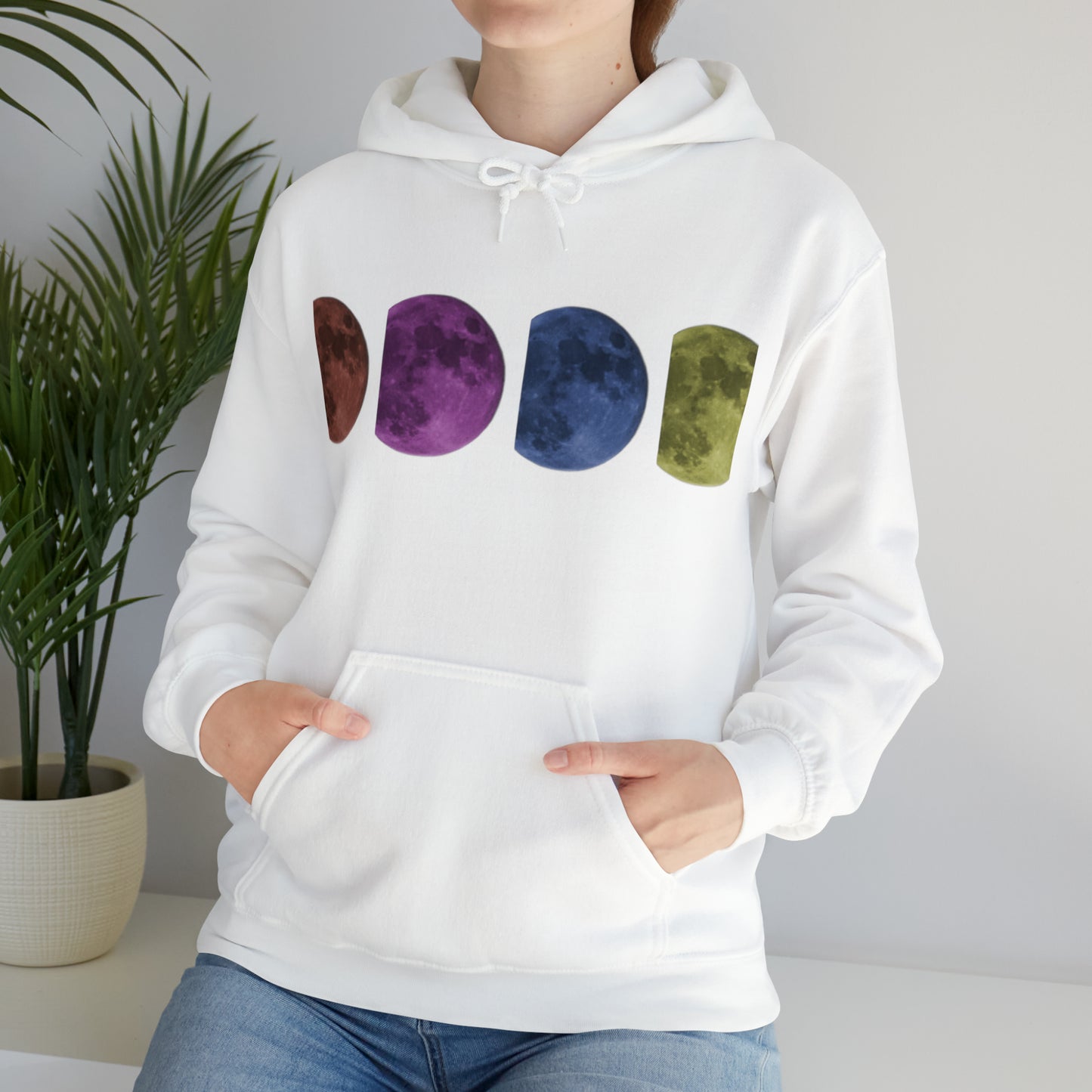 Unisex Pop Art Style Moon Hooded Sweatshirt