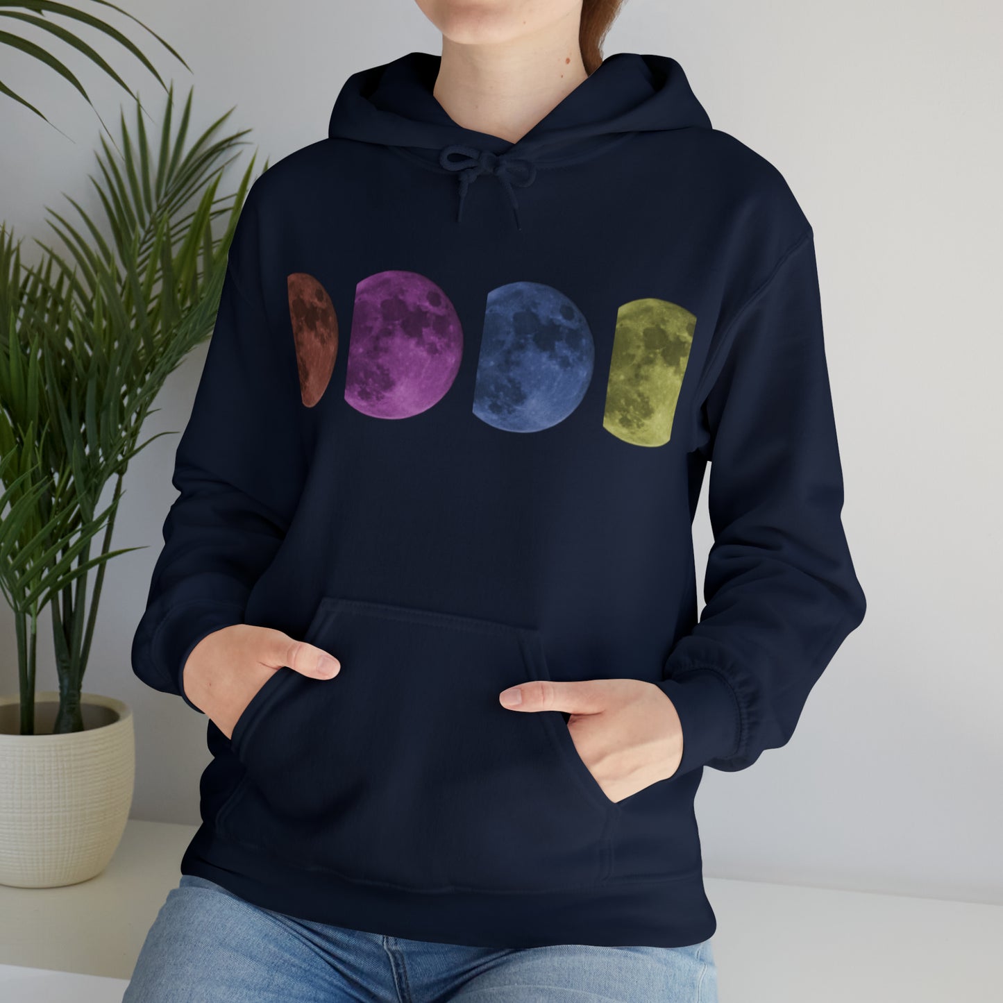 Unisex Pop Art Style Moon Hooded Sweatshirt