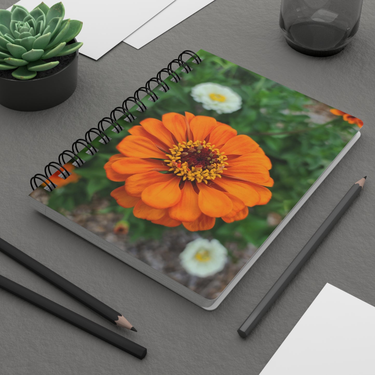 Vibrant Orange Zinnia Spiral Bound Journal