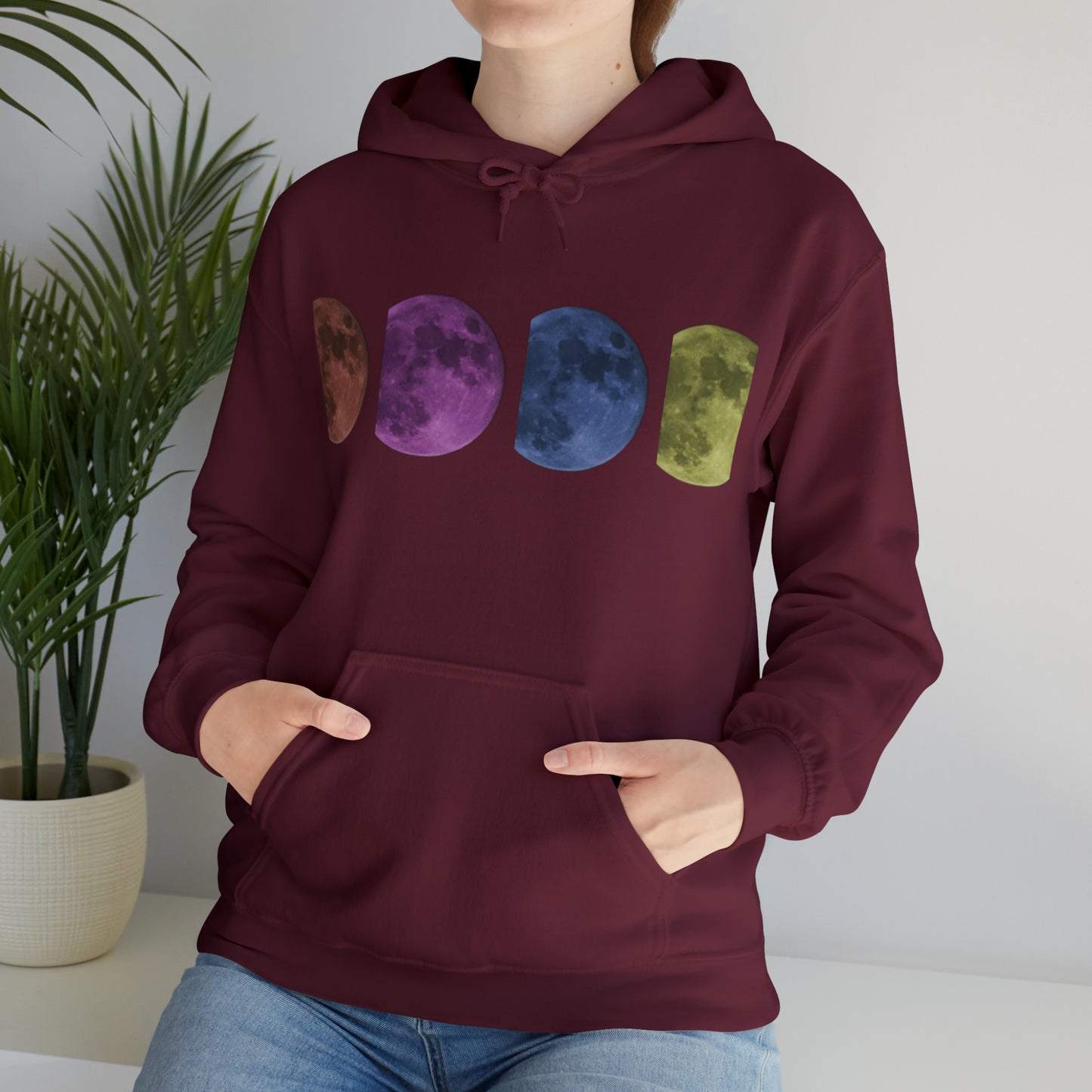 Unisex Pop Art Style Moon Hooded Sweatshirt