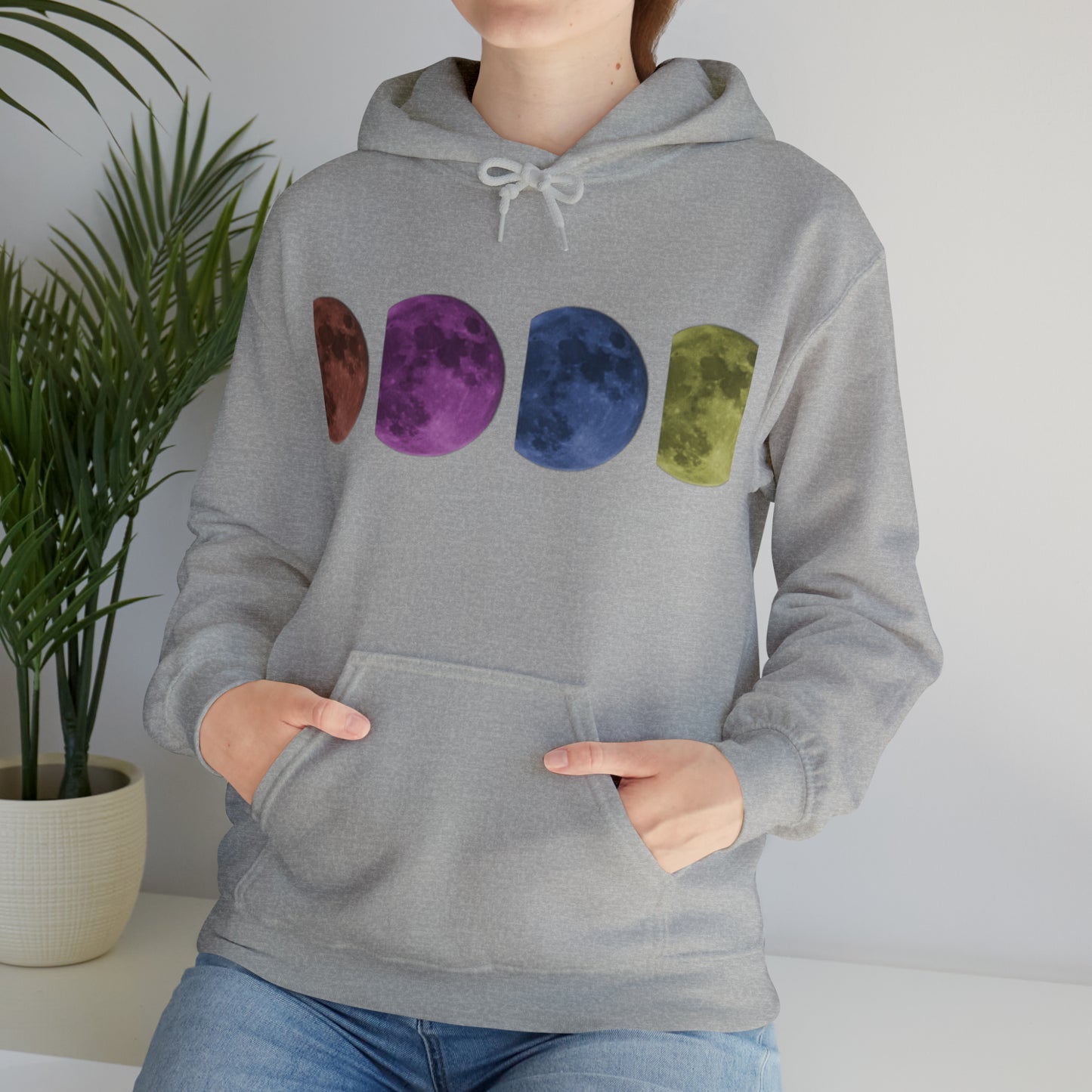 Unisex Pop Art Style Moon Hooded Sweatshirt