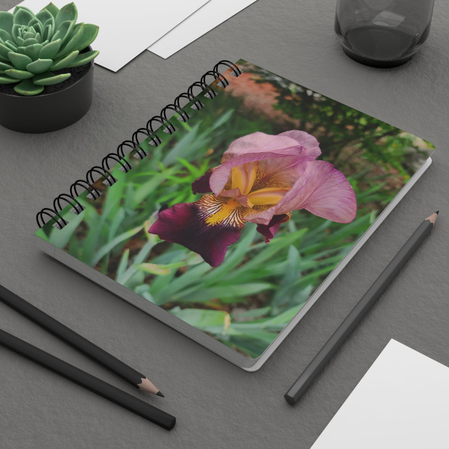 Elegant Iris Blossom Spiral Bound Journal